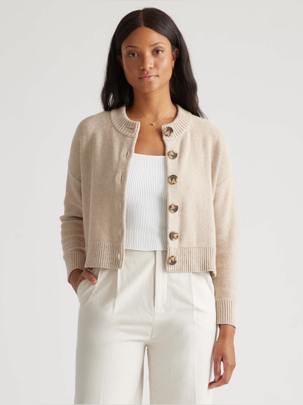 Quince Organic Cotton Cropped Cardigan